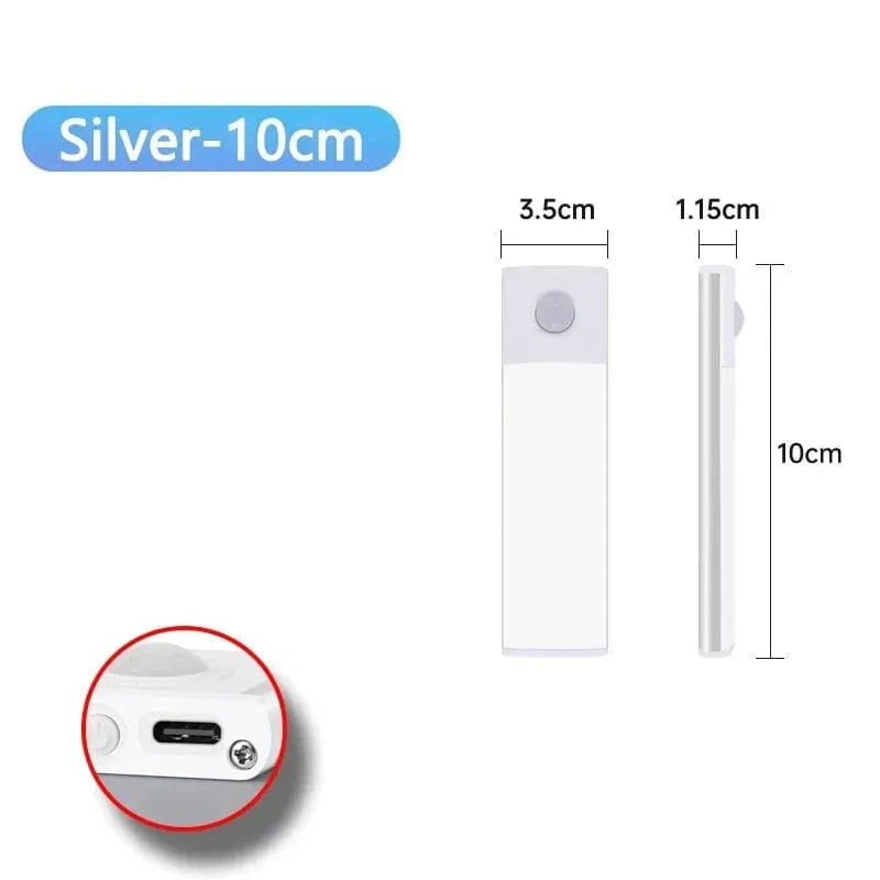 Amazello lights Silvery 10CM Rechargeable Motion Sensor LED Cabinet Light