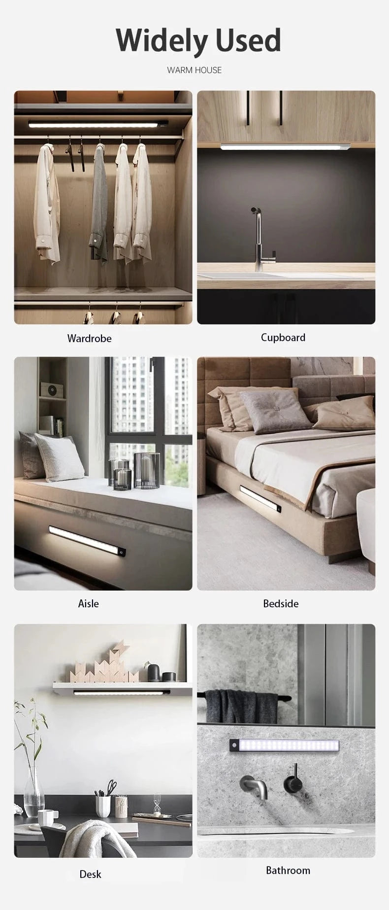 Amazello lights Rechargeable Motion Sensor LED Cabinet Light