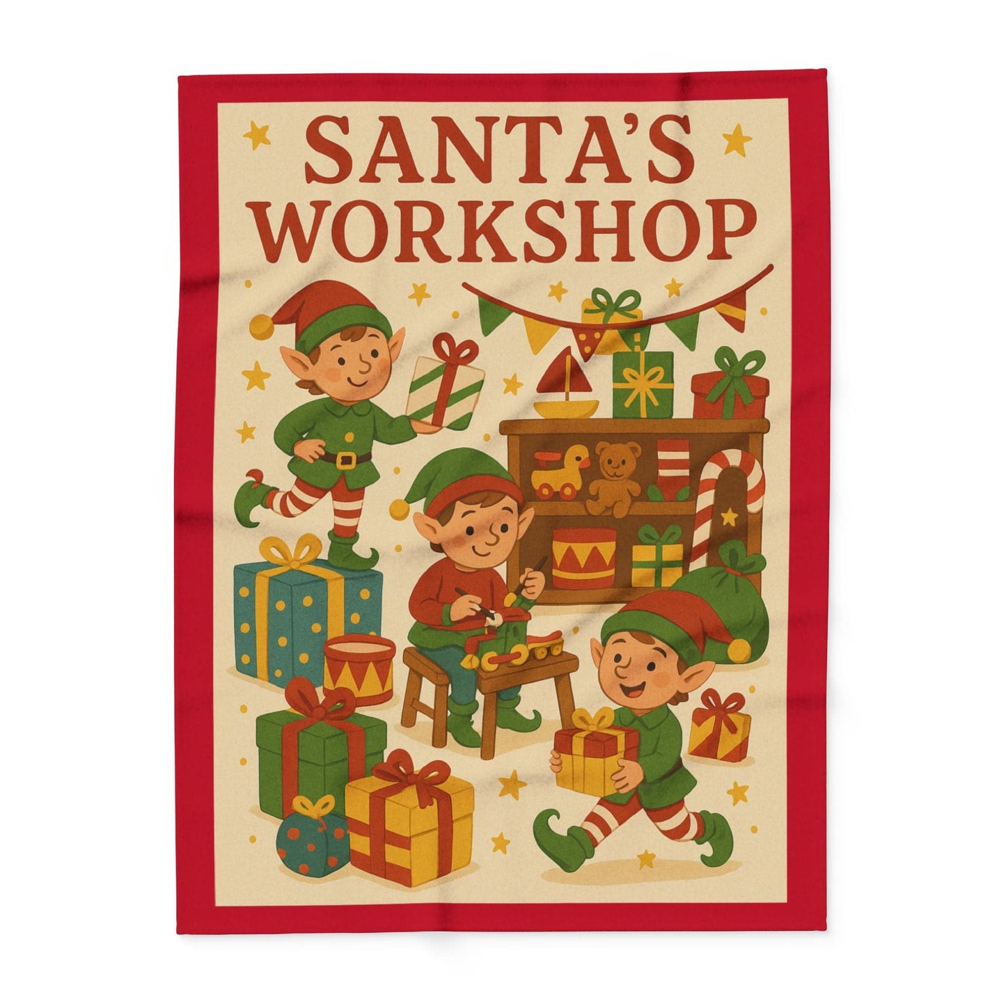 Printify Home Decor 60" × 80" Santa's Workshop - Cozy Christmas Fleece Blanket