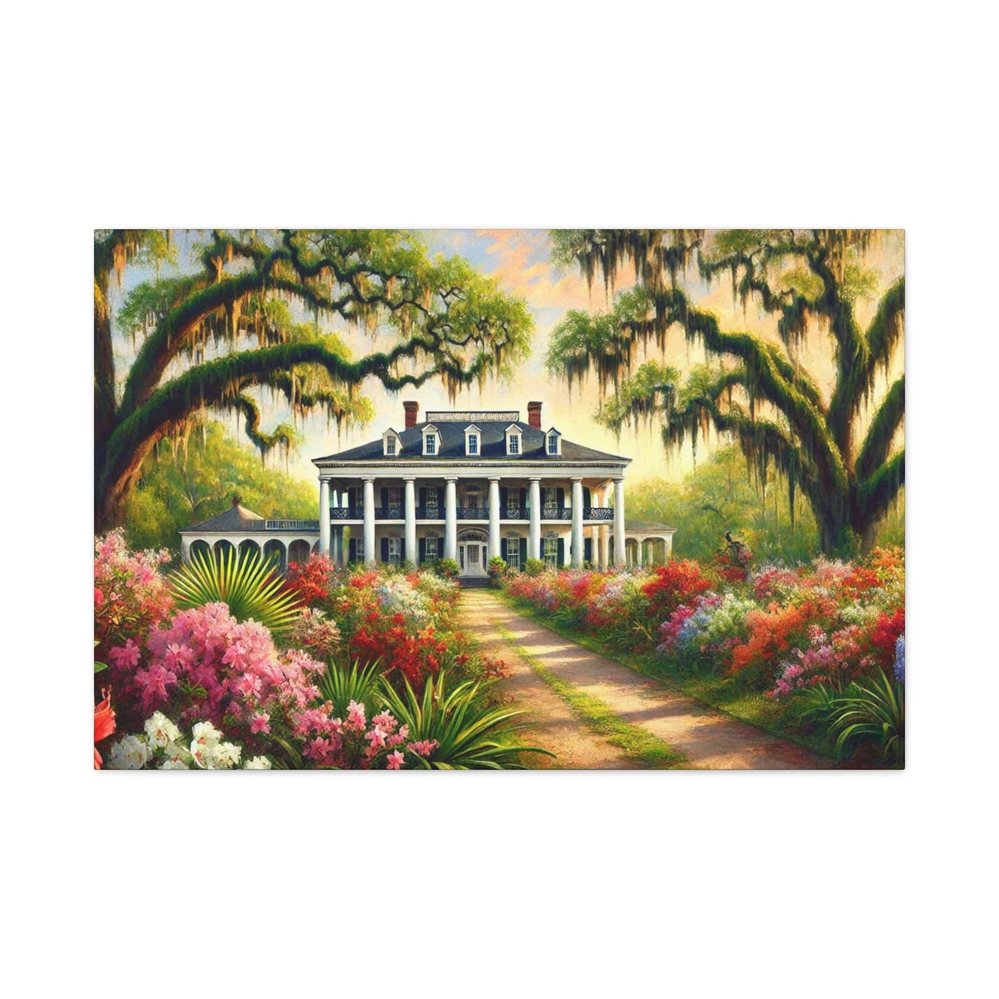 Printify Canvas 36″ x 24″ (Horizontal) / 1.25" Southern Bloom Estate – Grand Manor Garden Canvas Wall Art