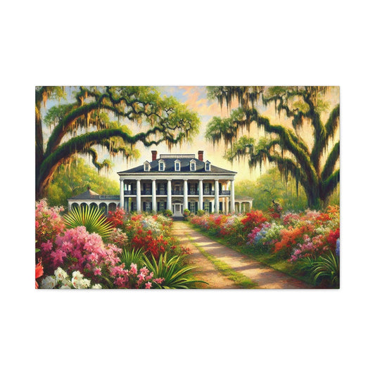 Printify Canvas 36″ x 24″ (Horizontal) / 1.25" Southern Bloom Estate – Grand Manor Garden Canvas Wall Art