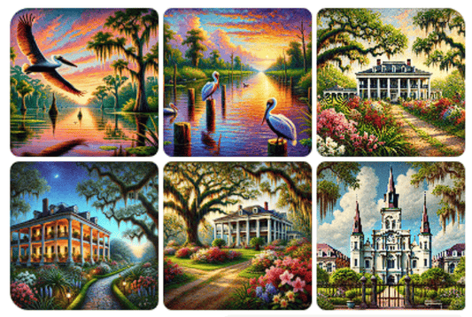 5DDPaints.com Art & Craft Kits Southern Charm – 6-Print Digital Diamond Painting Bundle (Instant Download)