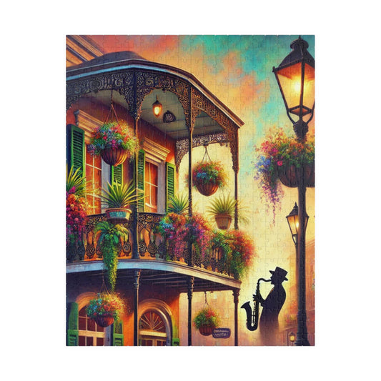 Printify Puzzle 520 pcs (Vertical) Southern Jazz Balcony Jigsaw Puzzle | 520 or 1014 Pieces