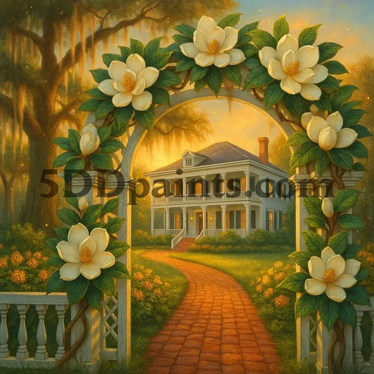 5DDPaints.com arts and crafts kit Southern Magnolia Manor Diamond Painting Kit