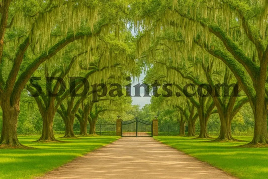 5DDPaints.com arts and crafts kit Southern Serenity - Moss-Draped Oak Avenue Diamond Painting