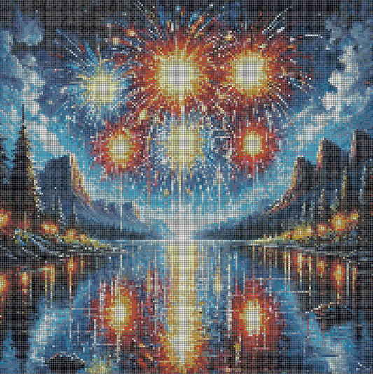 5DDPaints.com arts and crafts kit Spectacular Fireworks Display Diamond Painting