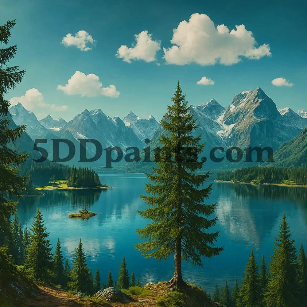 5DDPaints.com arts and crafts kit "Still Waters, Silent Peaks" Diamond Painting Kit