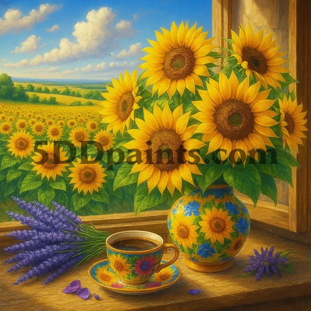 5DDPaints.com arts and crafts kit "Sunflower Morning" Diamond Painting Kit