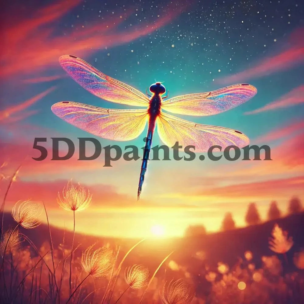 5DDPaints.com arts and crafts kit Twilight Dragonfly Diamond Painting