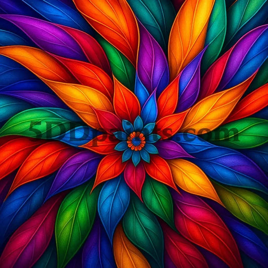 5DDPaints.com arts and crafts kit Vibrant Bloom - Kaleidoscope Petal Burst Diamond Painting