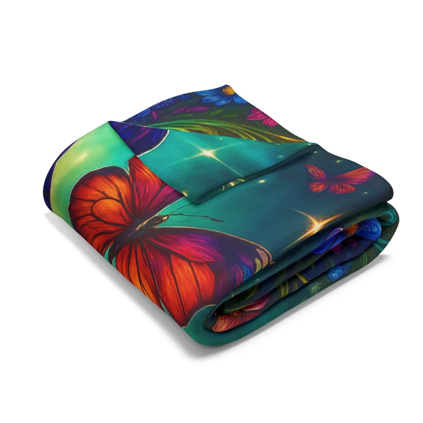 Printify Home Decor Vibrant Butterfly Floral Arctic Fleece Blanket