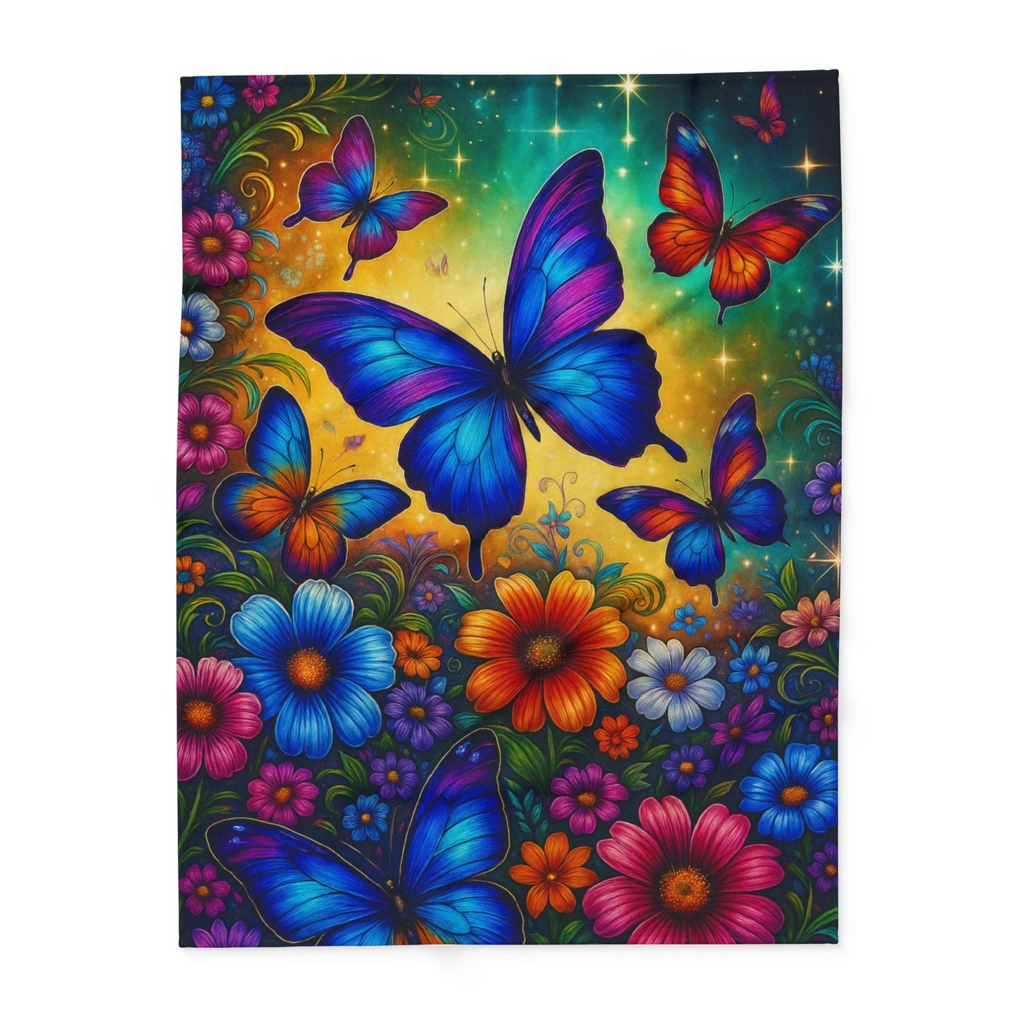 Printify Home Decor 60" × 80" Vibrant Butterfly Floral Arctic Fleece Blanket