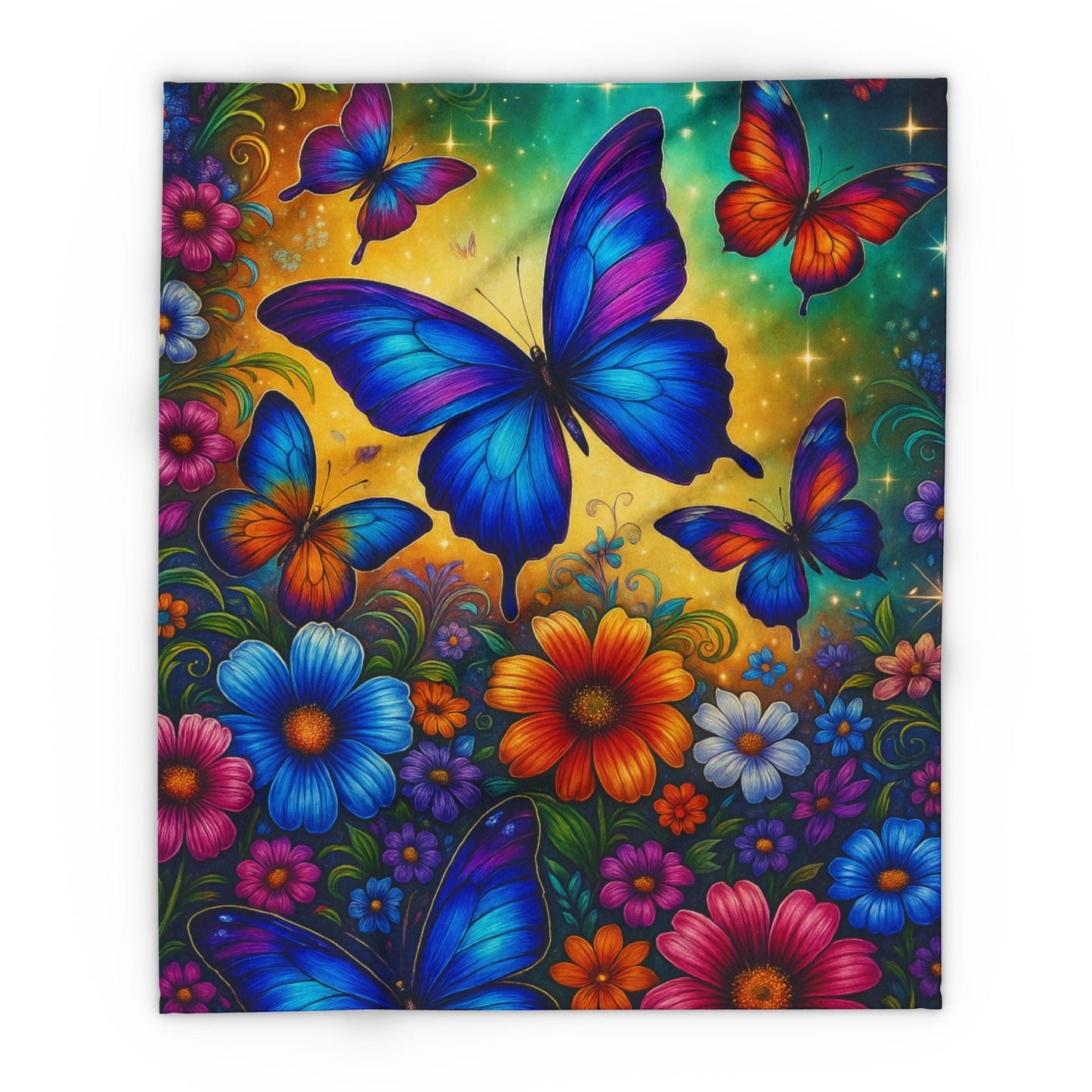 Printify Home Decor 50" × 60" Vibrant Butterfly Floral Arctic Fleece Blanket