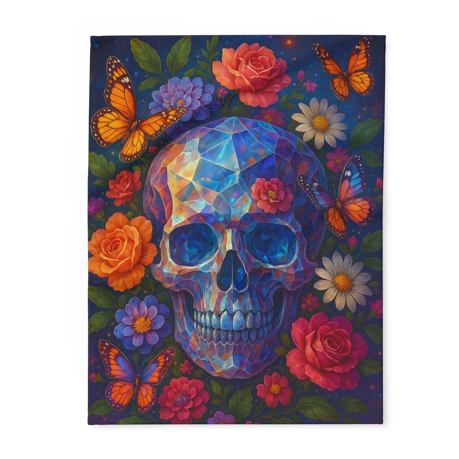 Printify Home Decor 30'' × 40'' Vibrant Skull Floral Arctic Fleece Blanket