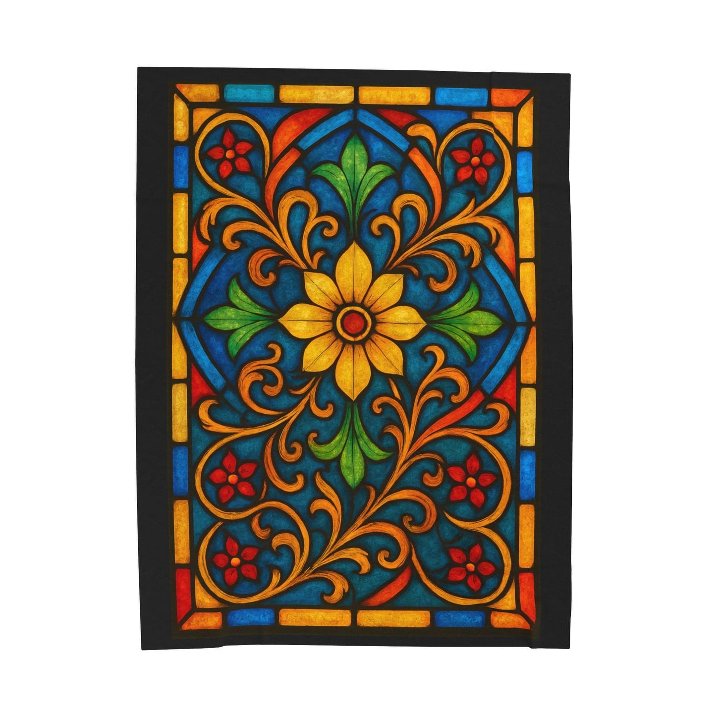 Printify All Over Prints 60" × 80" Vibrant Stained Glass Velveteen Plush Blanket – 50x60 Cozy Bohemian Throw for Home Decor & Gifts