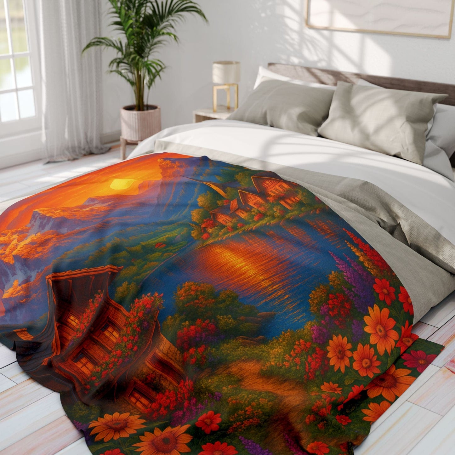Printify Home Decor Vibrant Sunset Arctic Fleece Blanket