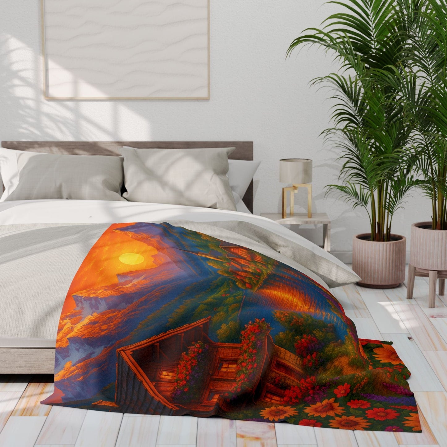 Printify Home Decor Vibrant Sunset Arctic Fleece Blanket