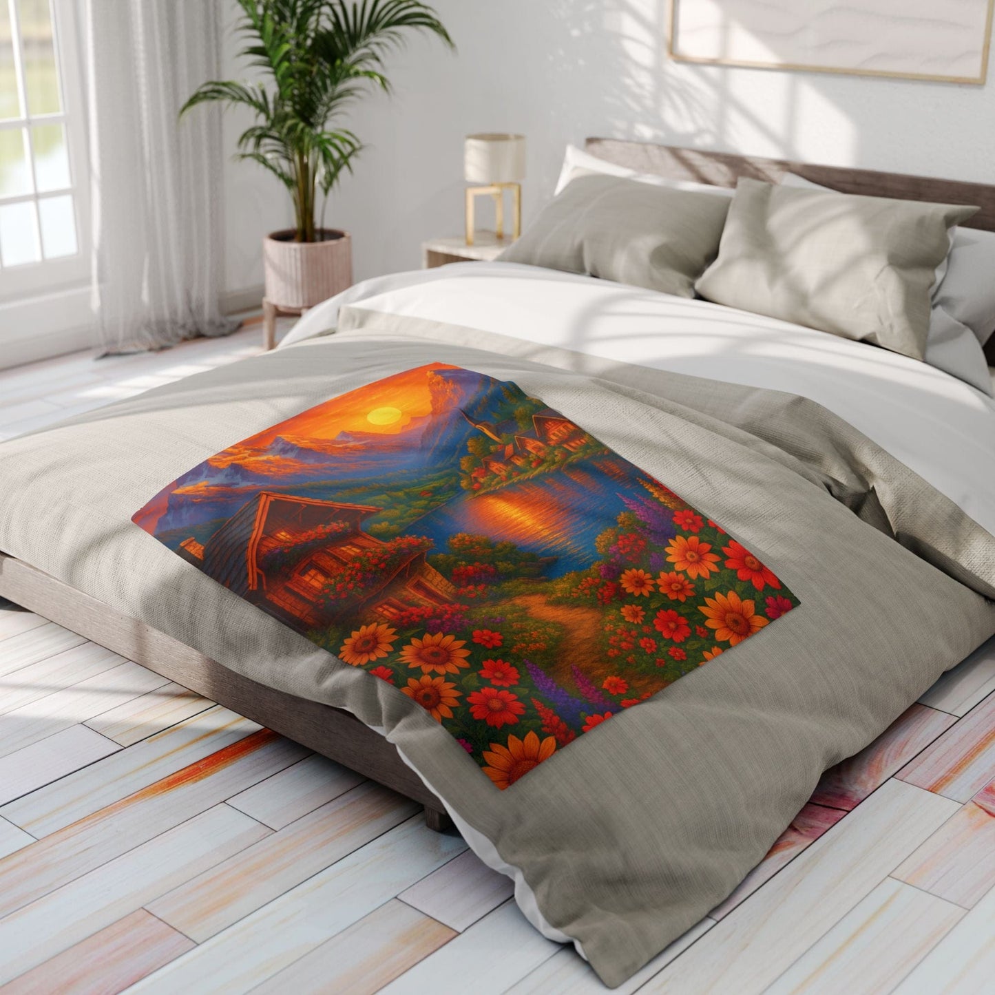 Printify Home Decor Vibrant Sunset Arctic Fleece Blanket