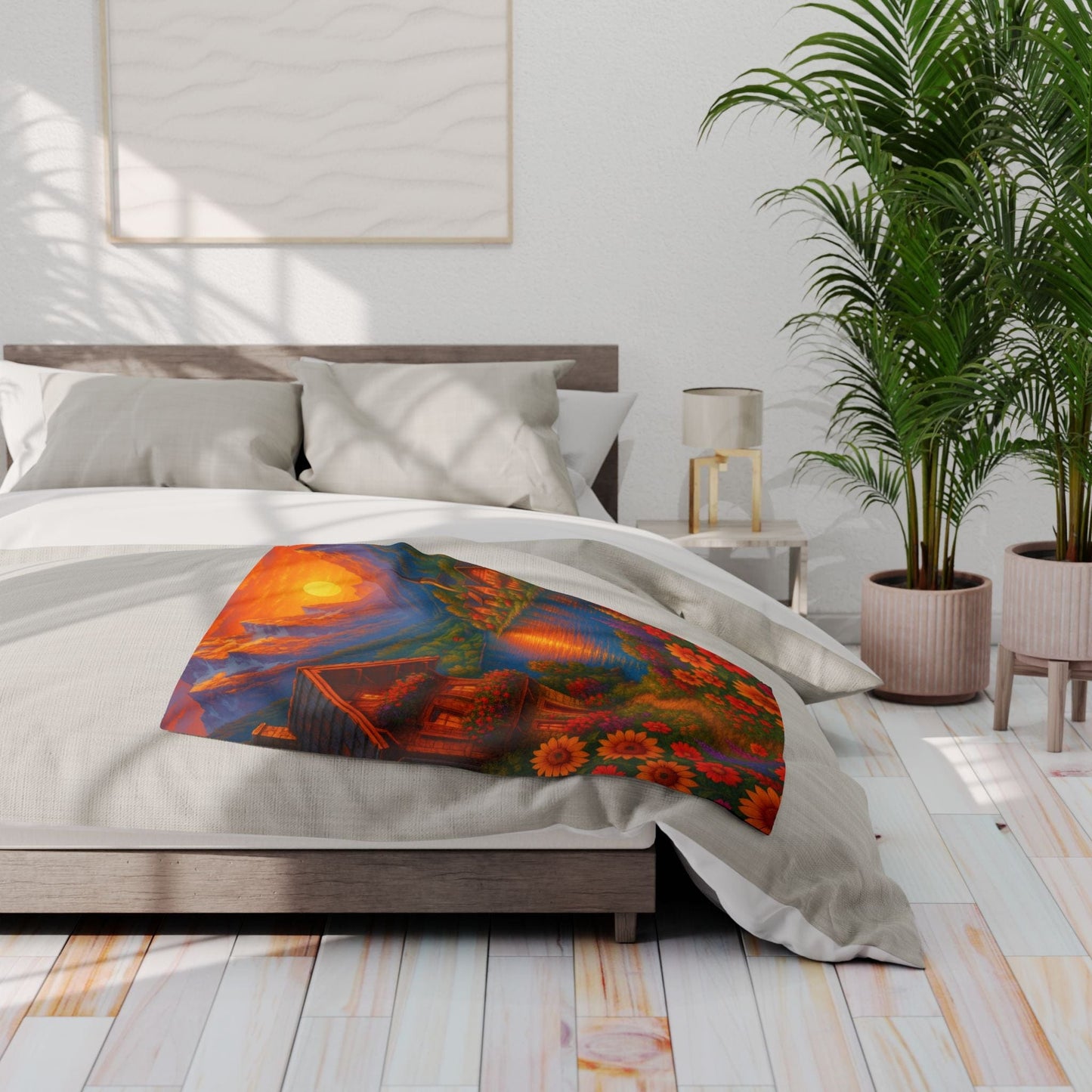 Printify Home Decor Vibrant Sunset Arctic Fleece Blanket