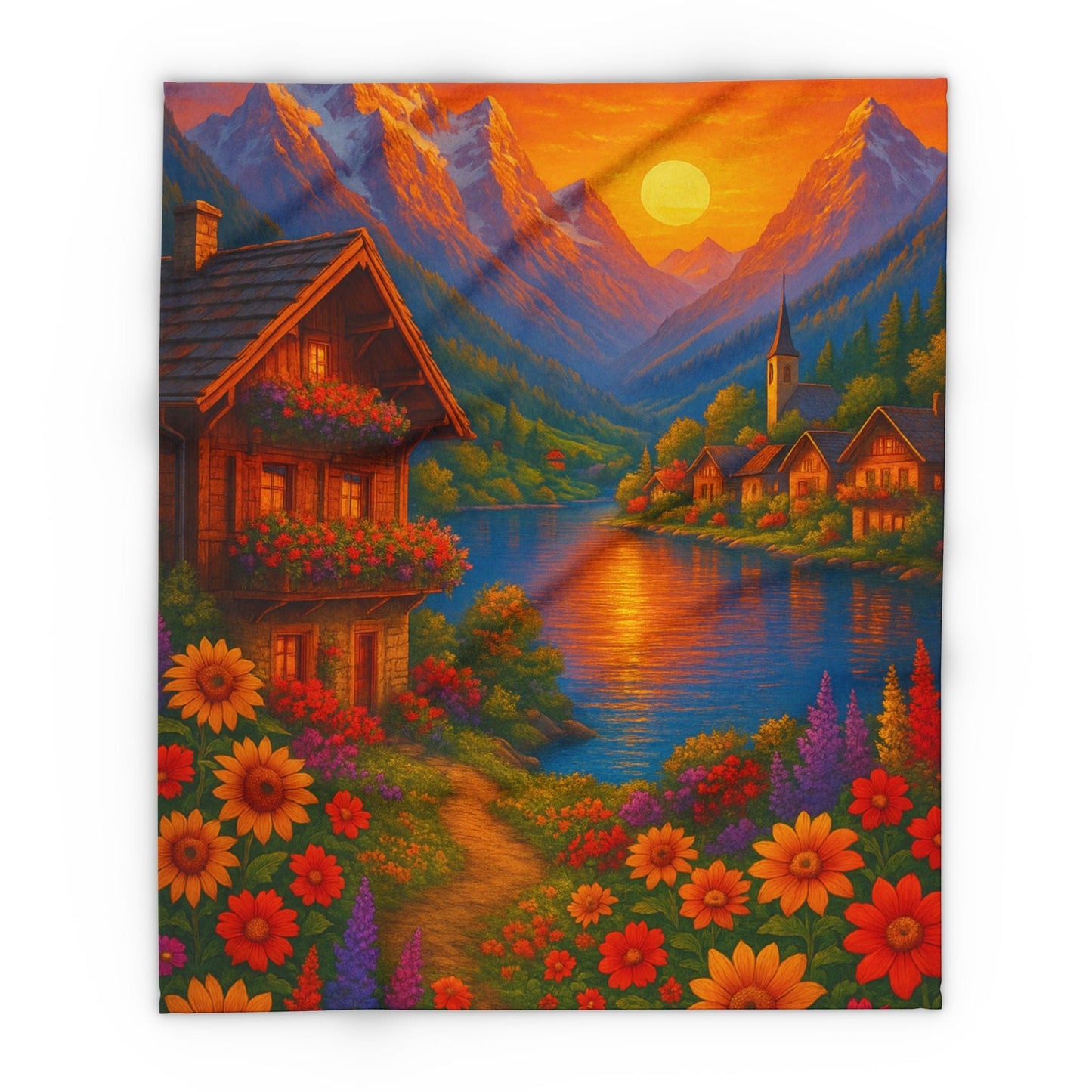 Printify Home Decor 50" × 60" Vibrant Sunset Arctic Fleece Blanket