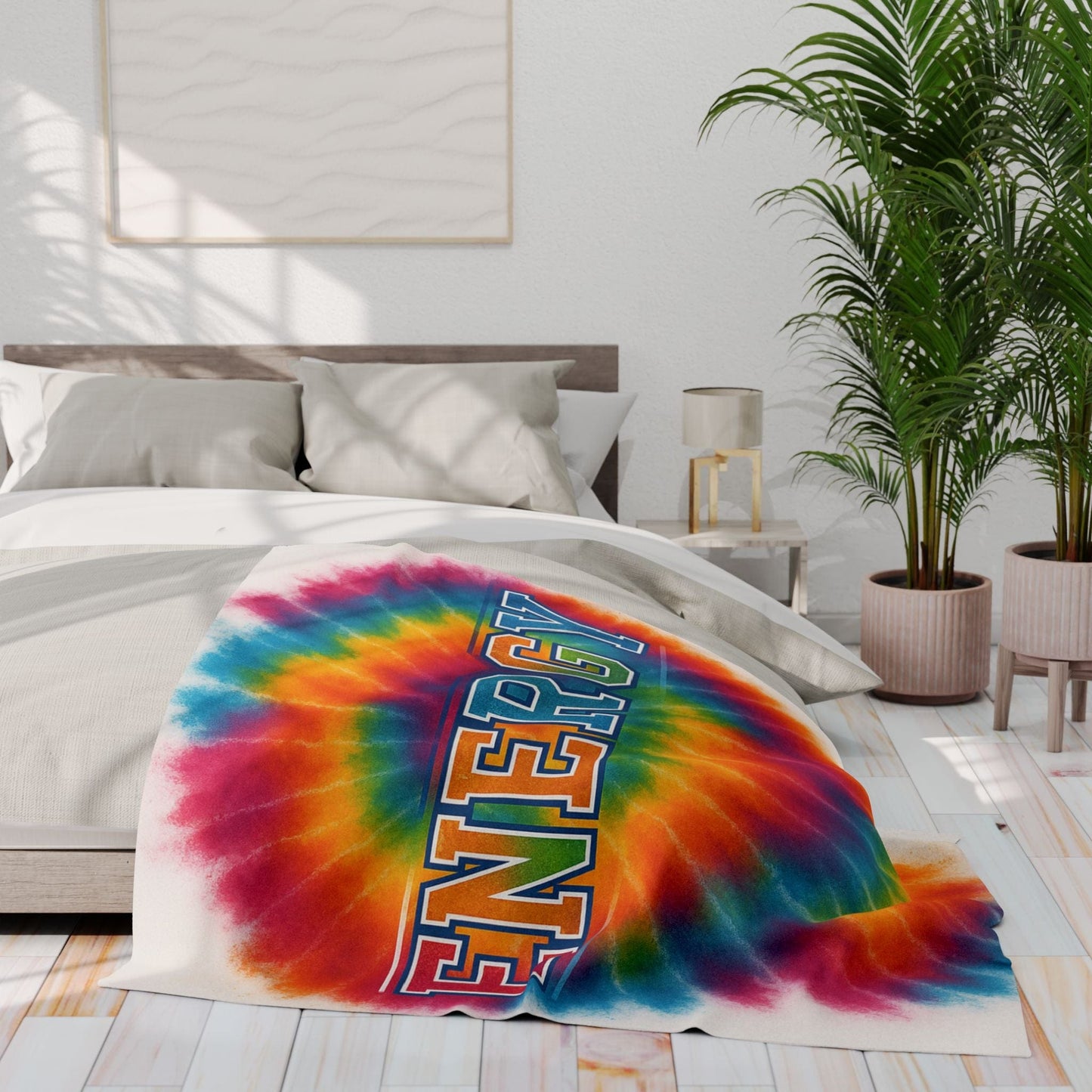 Printify Home Decor Vibrant Tie-Dye Fleece Blanket – Cozy Throw for Energy and Joy