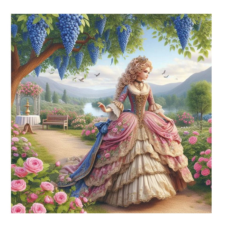 5DDpaints.com arts and crafts kit YA1055 / 30x30cm round Victorian Lady Diamond Painting Kit