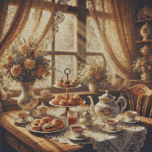 5DDPaints.com arts and crafts kit Vintage Afternoon Tea Diamond Painting Kit