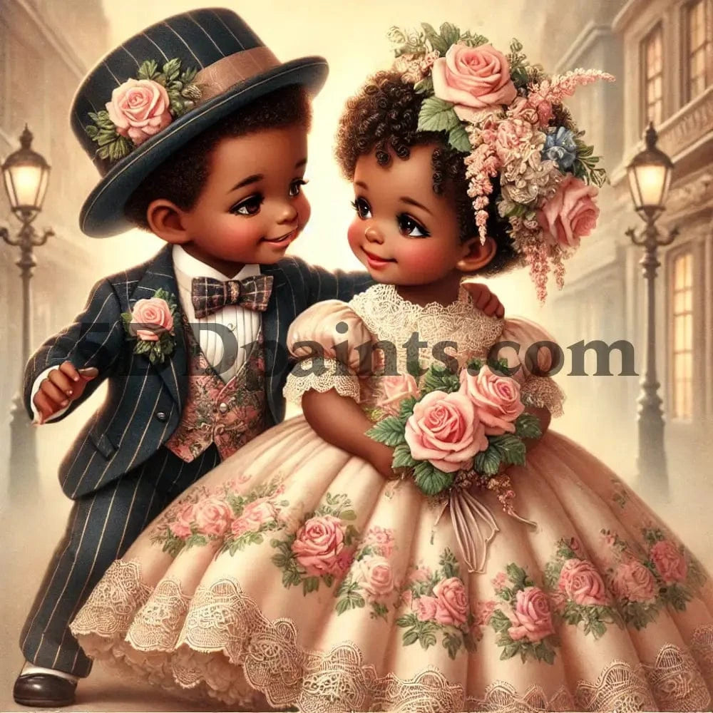 5DDPaints.com arts and crafts kit Vintage Love Story – Romantic Children’s Diamond Painting Kit