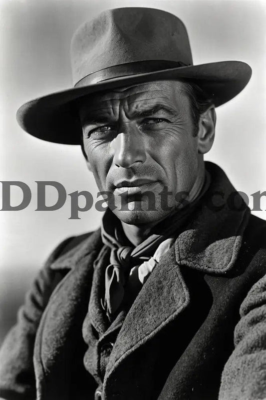 Amazello Arts & Crafts 20x30 Round / Image One - Black and White Western Legend: The Timeless Strength of Gary Cooper Diamond Painting Kit