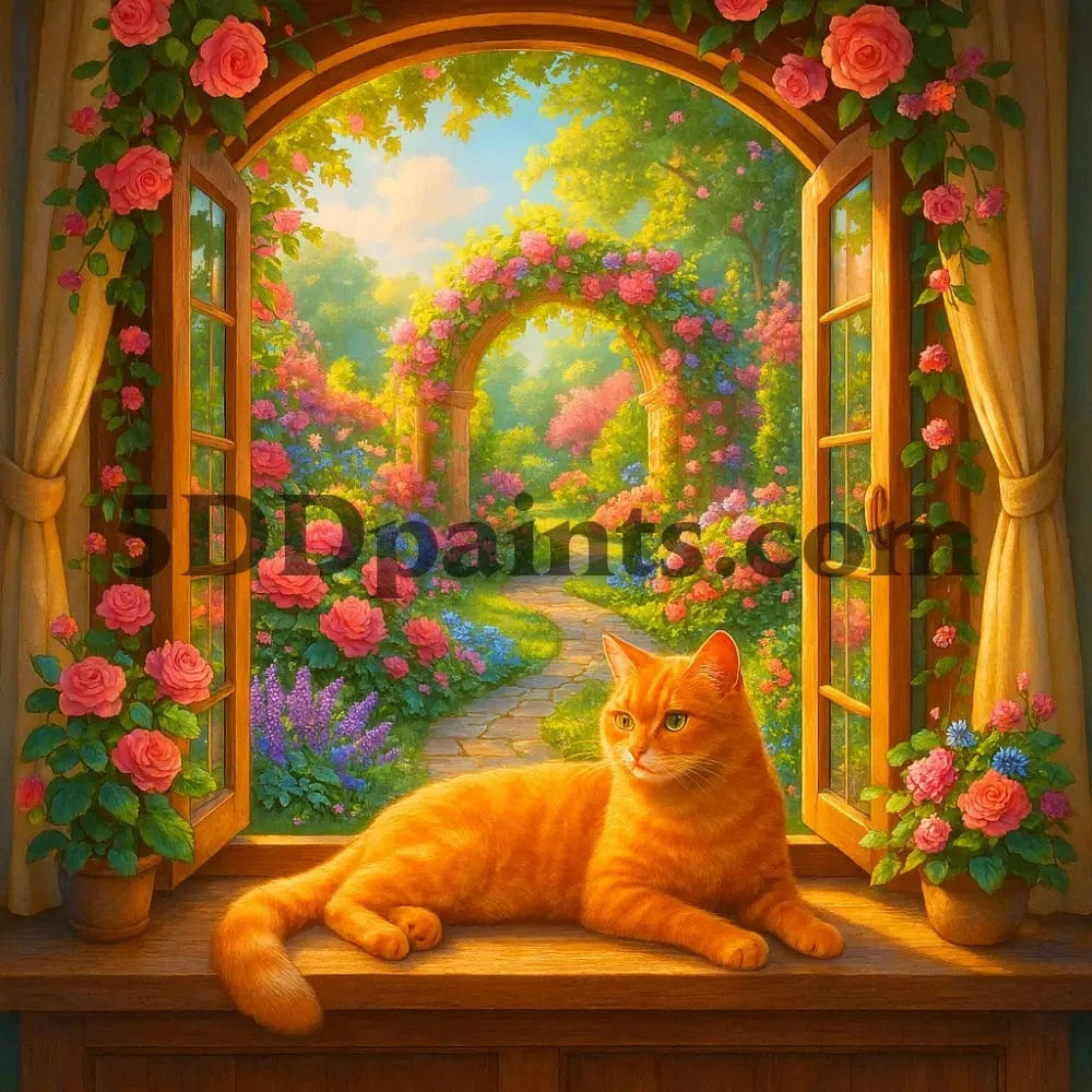 5DDPaints.com Art & Craft Kits Cozy Window Cat / 20x20 cm square Whimsy & Wonder Lane Diamond Painting Mini Collection