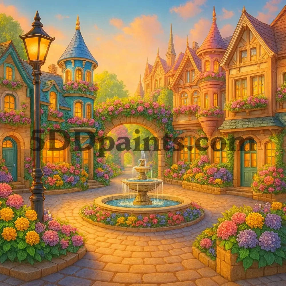 5DDPaints.com Art & Craft Kits Storybook Village Fountain / 20x20 cm square Whimsy & Wonder Lane Diamond Painting Mini Collection