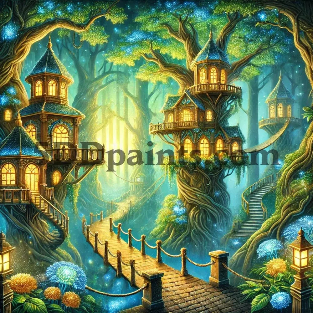 5DDPaints.com Art & Craft Kits Enchanted Treehouse Village / 20x20 cm square Whimsy & Wonder Lane Diamond Painting Mini Collection