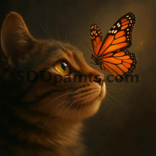 5DDPaints.com arts and crafts kit Whiskers & Wings: Cat and Butterfly Diamond Painting Kit
