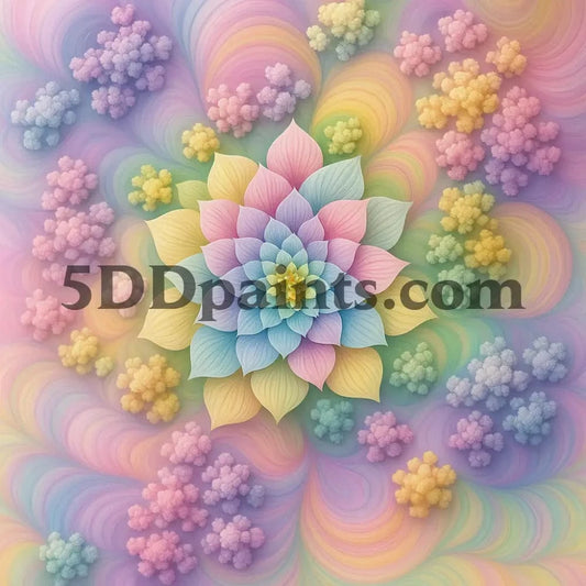 5DDPaints.com arts and crafts kit Whispers of Color - Pastel Bloom Mandala Diamond Painting