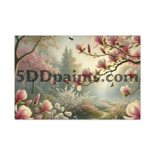 Printify Canvas 36″ x 24″ (Horizontal) / 1.25" Whispers of Spring – Pink Magnolia Pathway Canvas Wall Art