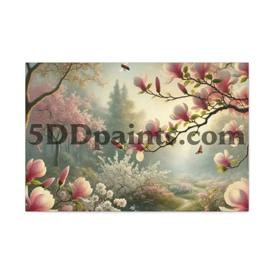 Printify Canvas 30″ x 20″ (Horizontal) / 1.25" Whispers of Spring – Pink Magnolia Pathway Canvas Wall Art