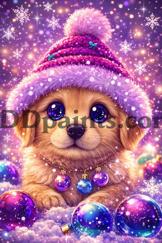 5DDpaints.com Art & Craft Kits Golden Puppy / 20x30 round Winter Whimsy Critters – Sparkling Holiday Animal Diamond Paintings