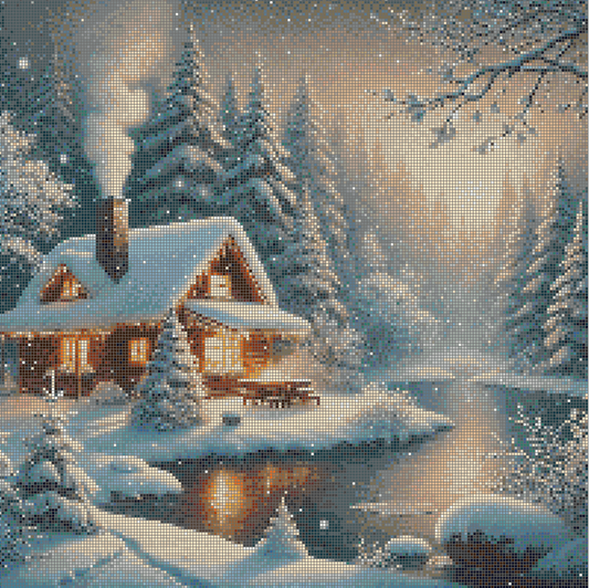 5DDPaints.com arts and crafts kit Winter Wonderland Retreat: Diamond Painting Kit