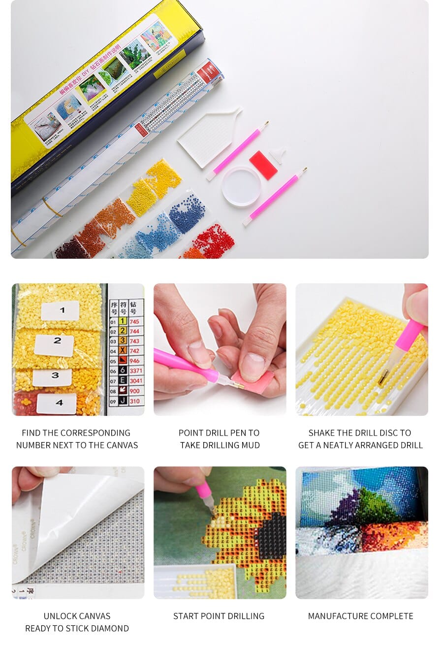 Amazello decoration 5D Diamond Painting Colorful Animals **Round Drills Only**