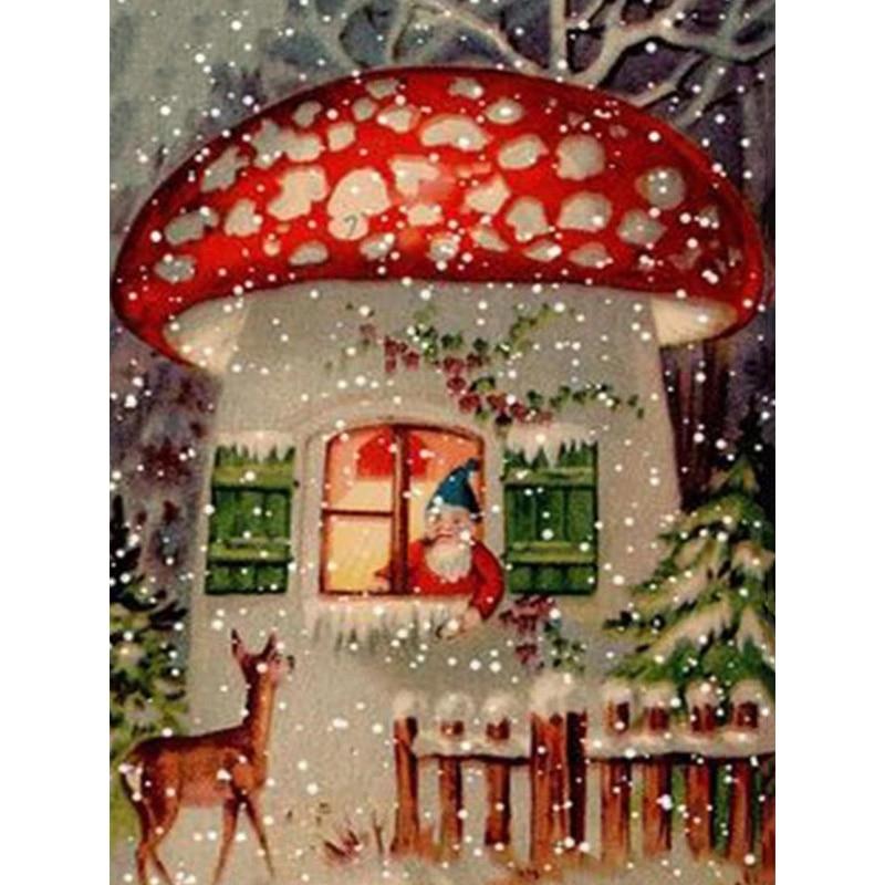 Amazello home decor 5D Diamond Painting Mushroom House