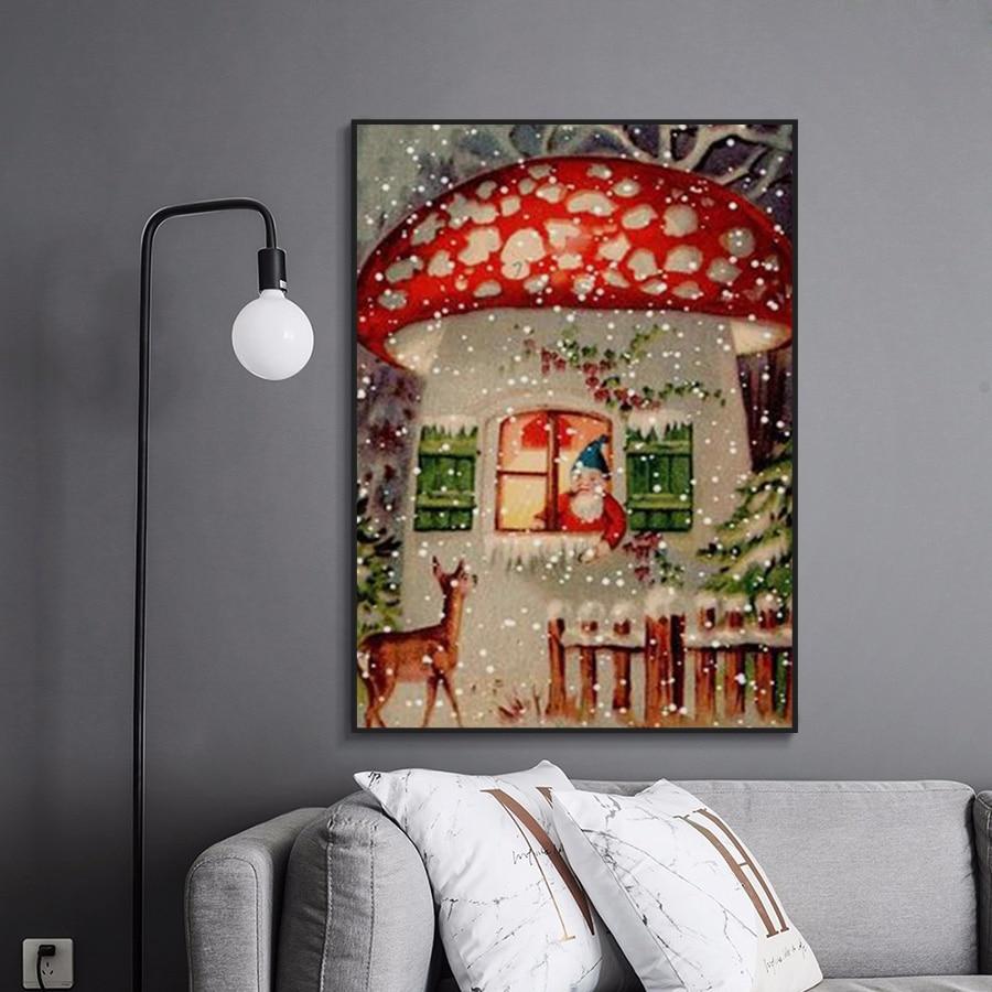 Amazello home decor 5D Diamond Painting Mushroom House