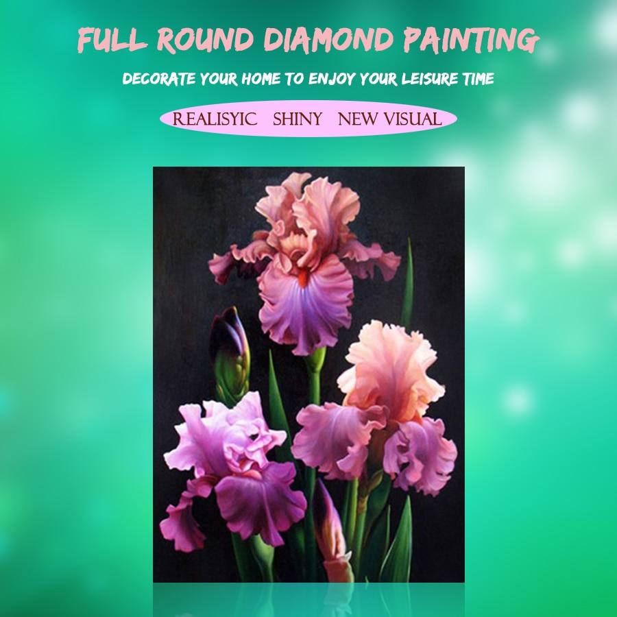Amazello home decor 5D Diamond Painting Purple with Orange Flowers