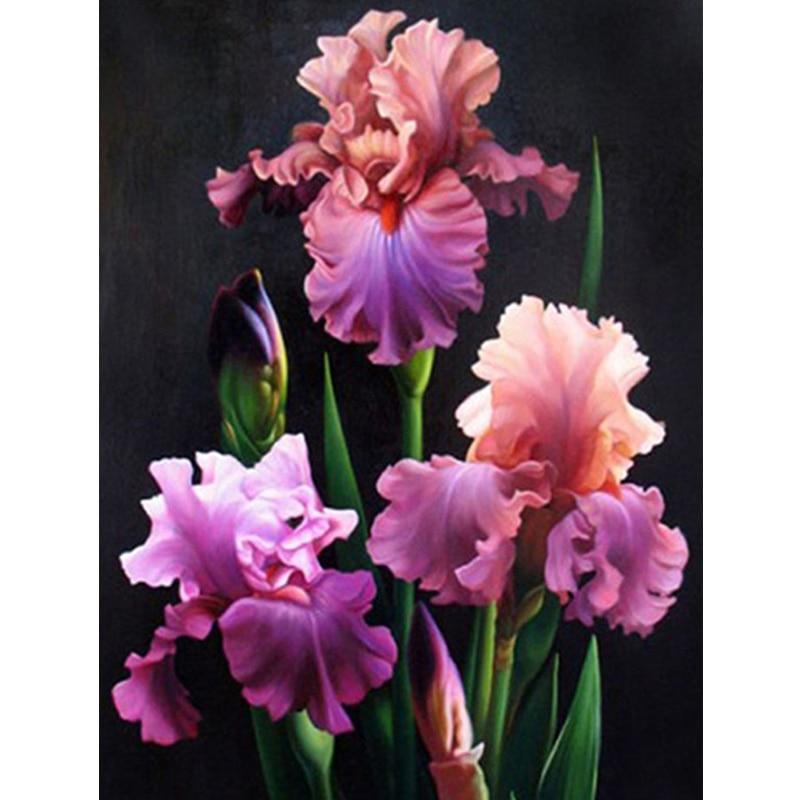 Amazello home decor 5D Diamond Painting Purple with Orange Flowers