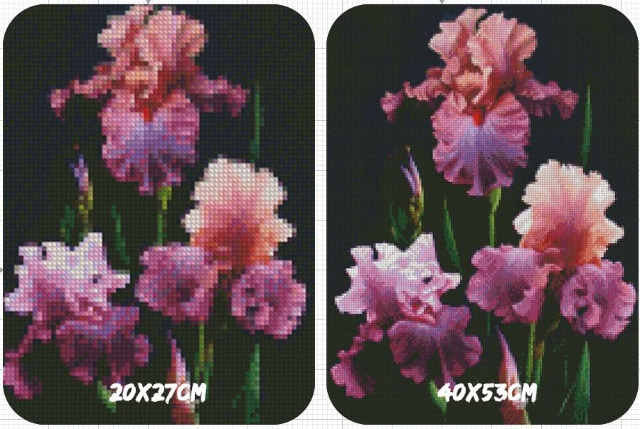 Amazello home decor 5D Diamond Painting Purple with Orange Flowers