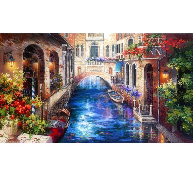 Amazello home decor 5D Diamond Painting Romantic Canal Venice