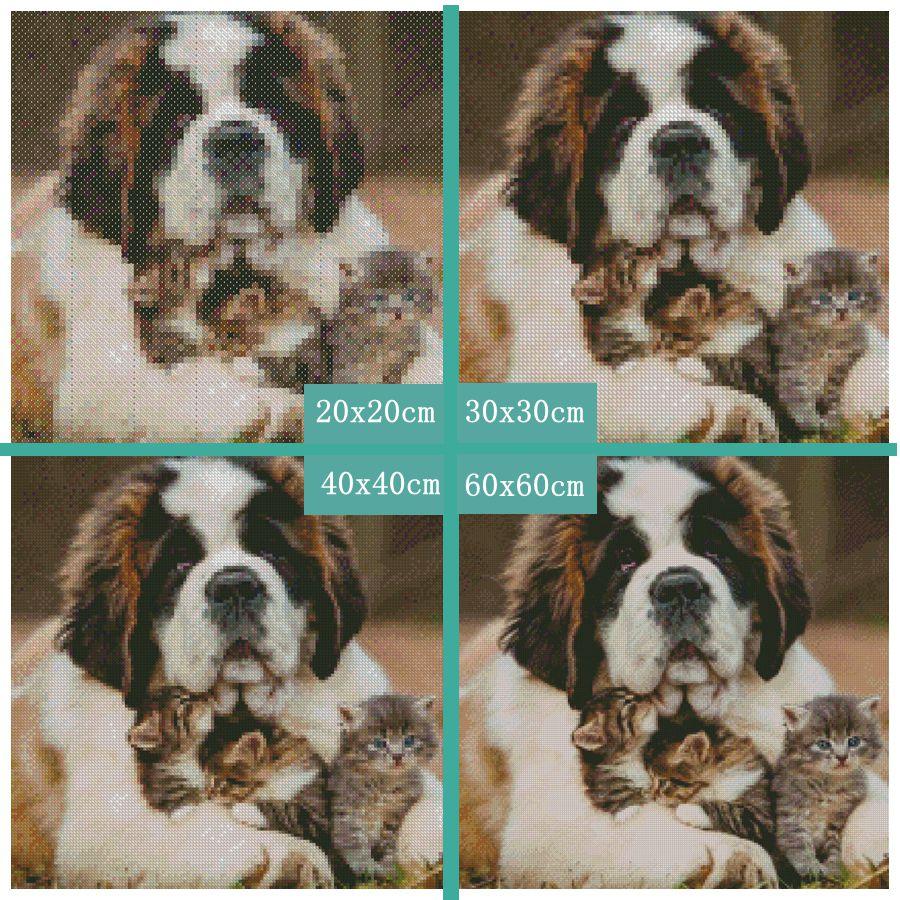 Amazello home decor 5D Diamond Painting Saint Bernard and Kittens