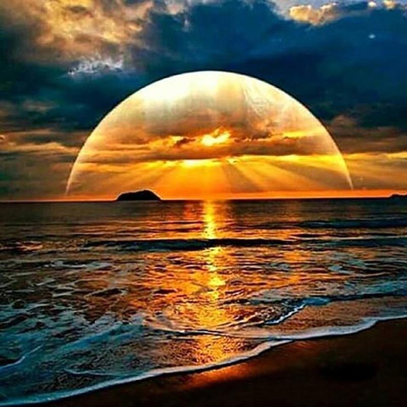 Amazello home decor 5D Diamond Painting Seaside Sunset