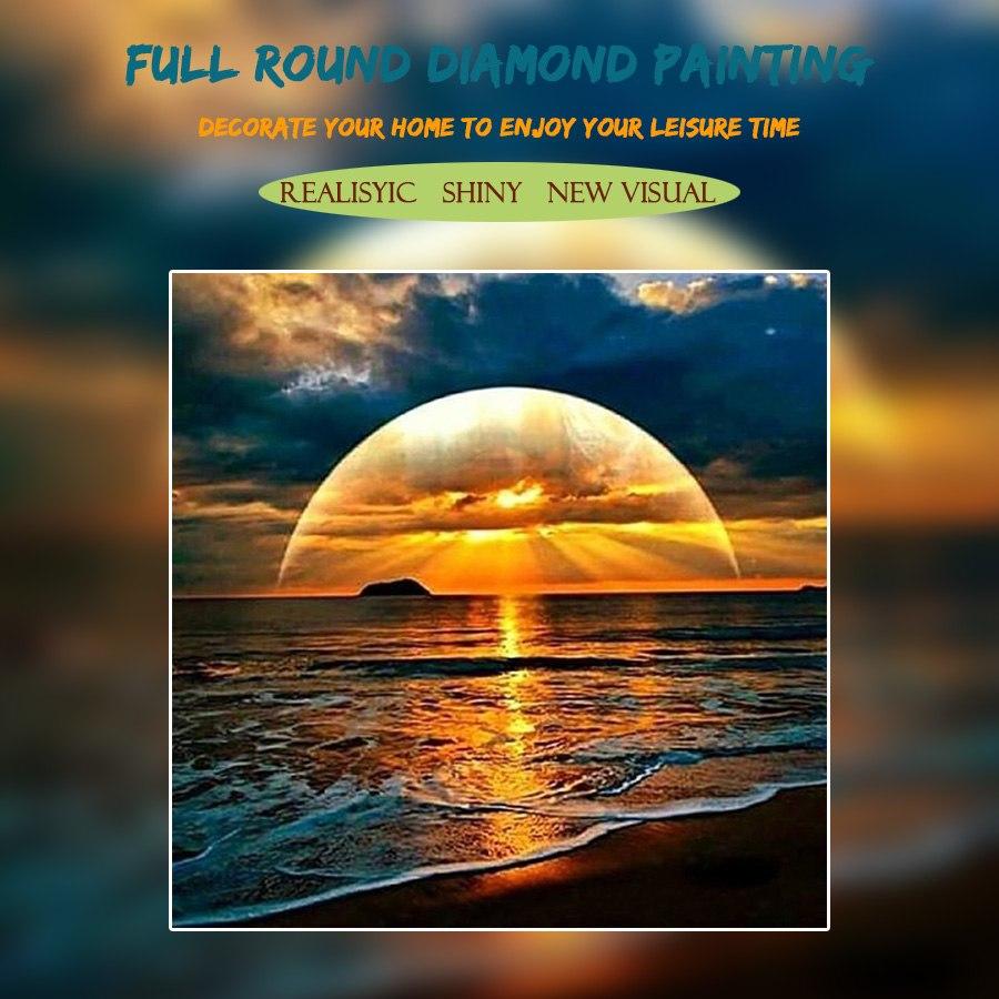 Amazello home decor 5D Diamond Painting Seaside Sunset