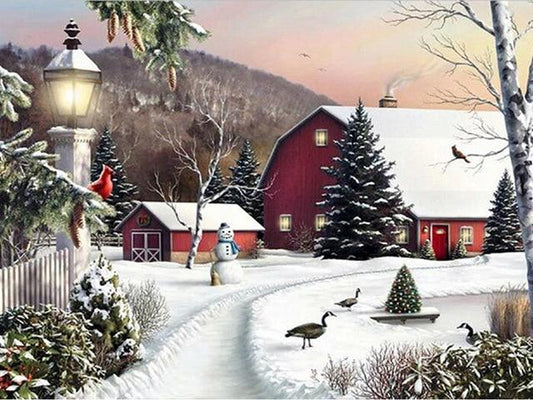Amazello home decor A / 20x27cm 5D Diamond Painting Snow Scene