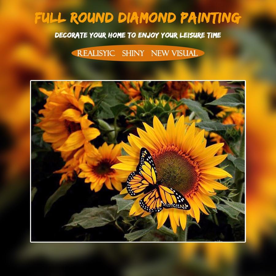 Amazello home decor 5D Diamond Painting Sunflower and Butterfly